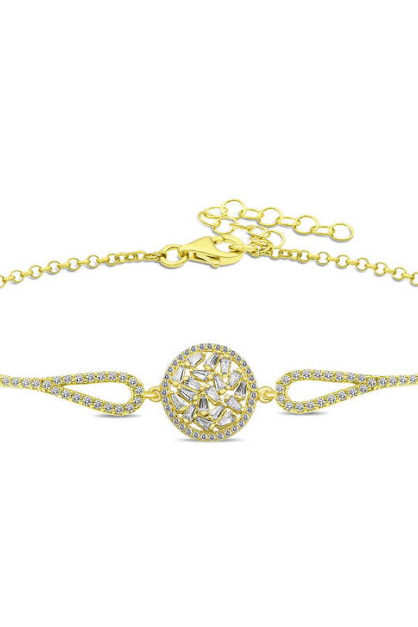 Gümüş Gold Baget Taşlı Bileklik