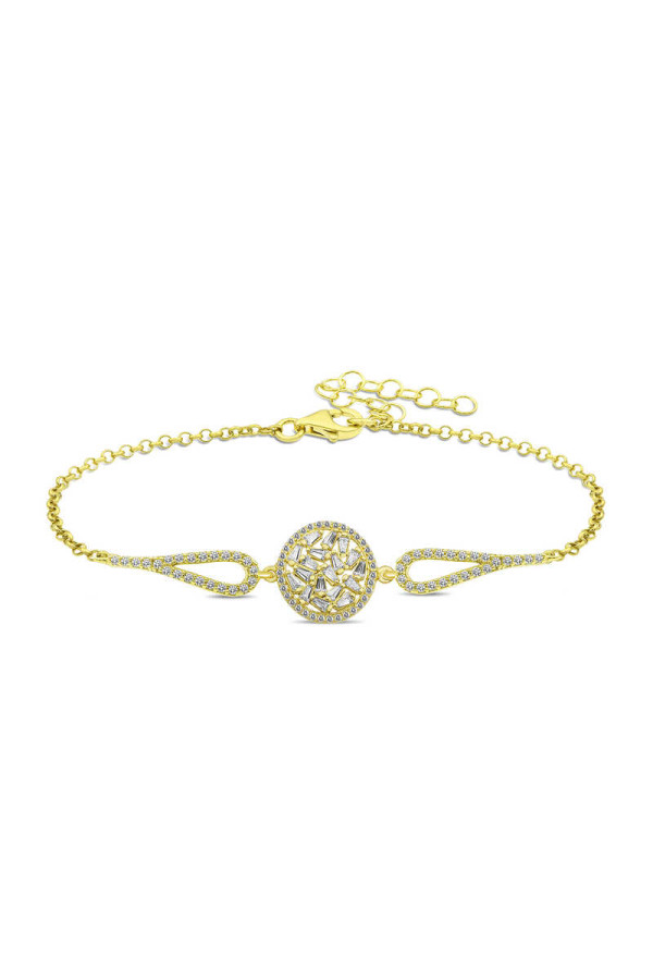 Gümüş Gold Baget Taşlı Bileklik