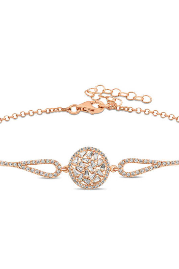 Gümüş Rose Baget Taşlı Bileklik