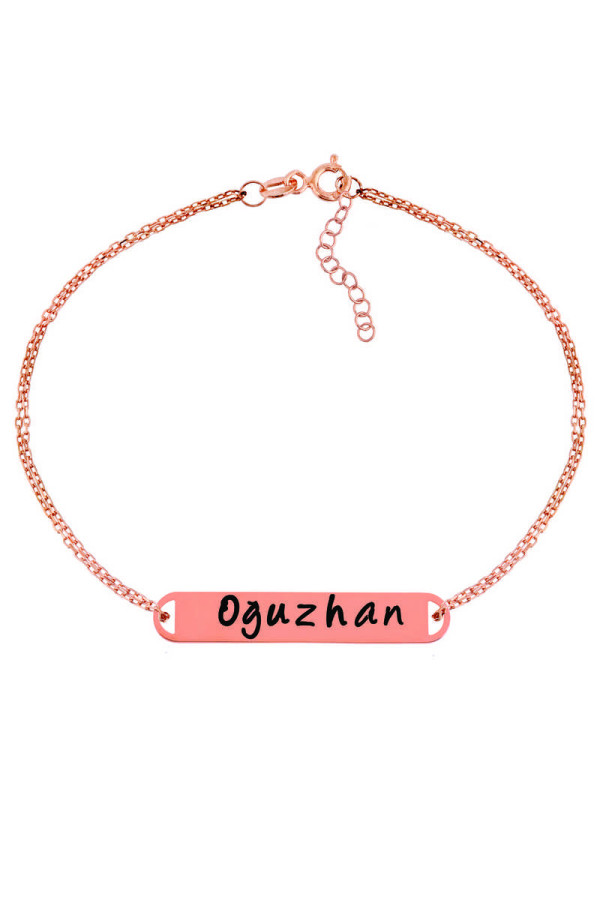 Gümüş Rose Kişiye Özel İsimli Bayan Bileklik
