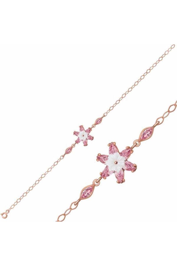 Gümüş Rose Pembe Lotus Çiçeği Bileklik