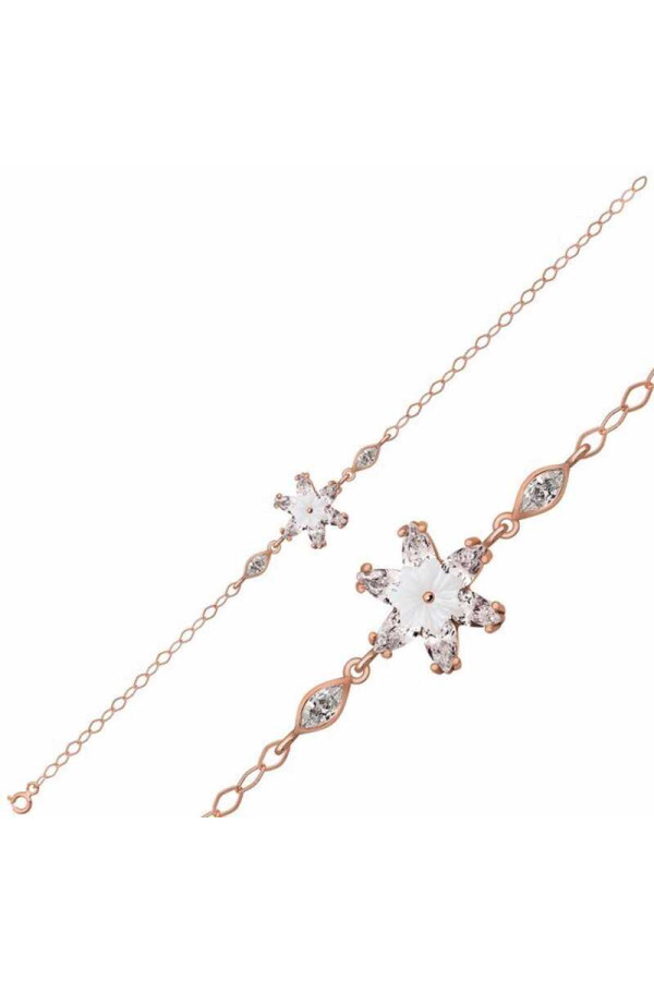 Gümüş Rose Beyaz Lotus Çiçeği Bileklik