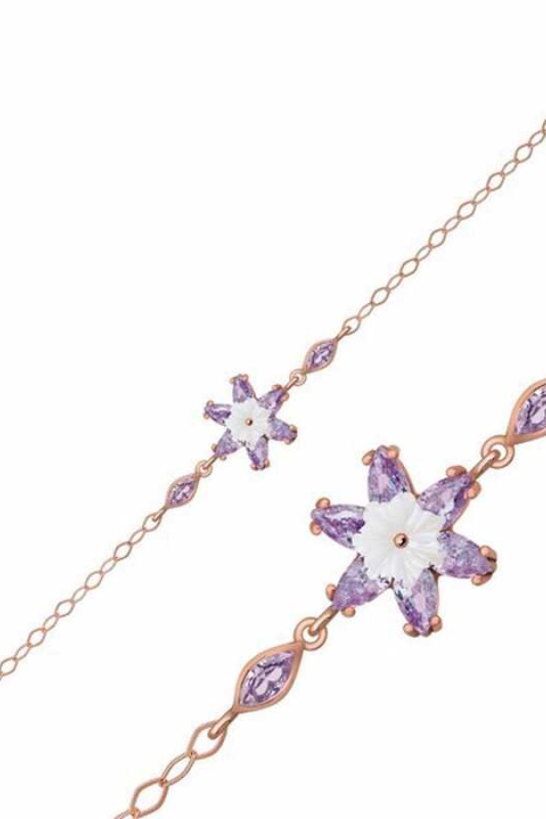Gümüş Rose Lila Lotus Çiçeği Bileklik