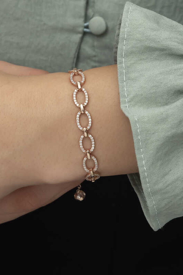 Gümüş Rose Oval Taşlı Bayan Bileklik