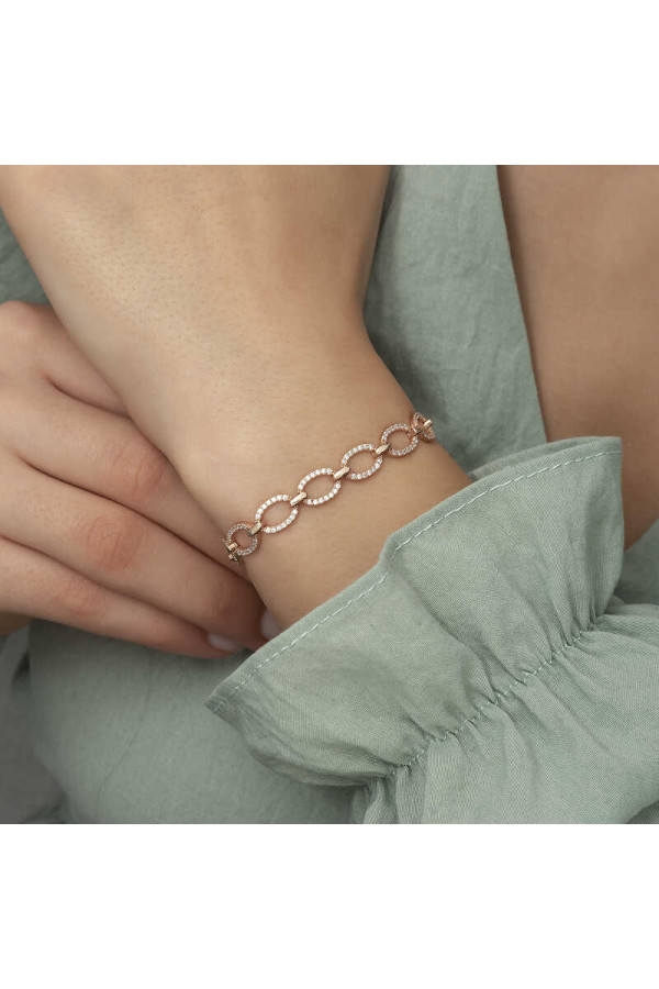 Gümüş Rose Oval Taşlı Bayan Bileklik