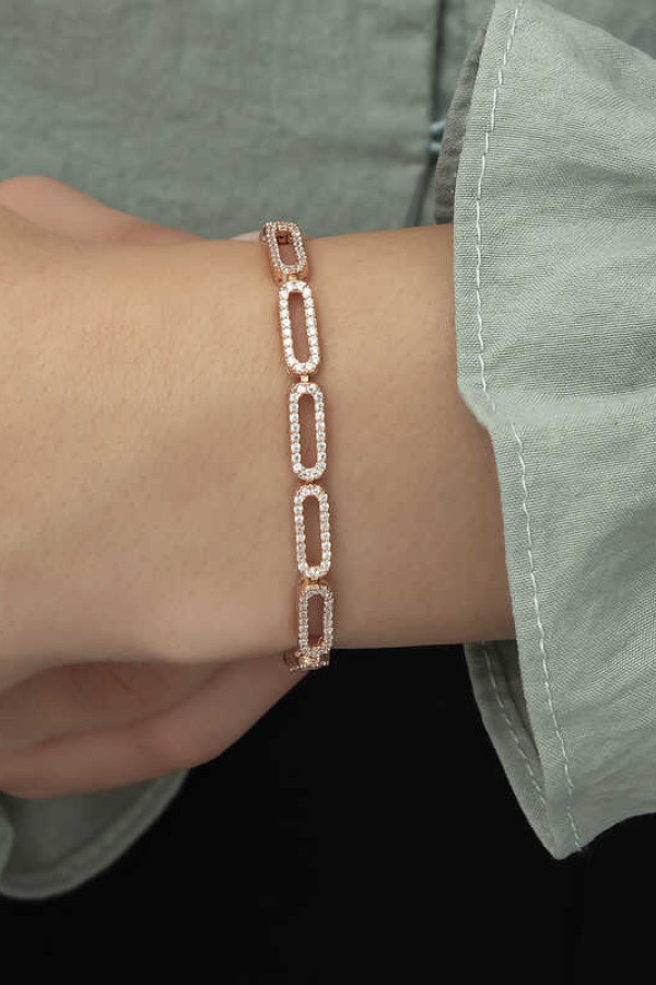 Gümüş Rose Oval Taşlı Bayan Bileklik