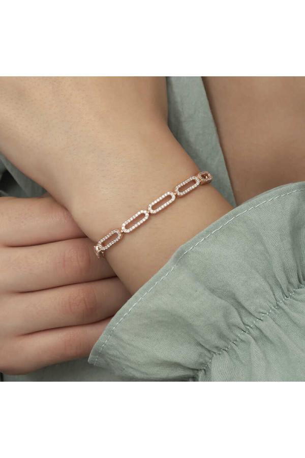 Gümüş Rose Oval Taşlı Bayan Bileklik