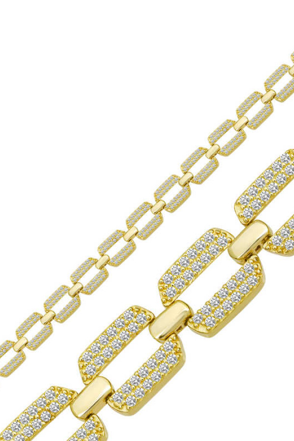 Gümüş Gold Zirkon Taşlı Kadın Bileklik