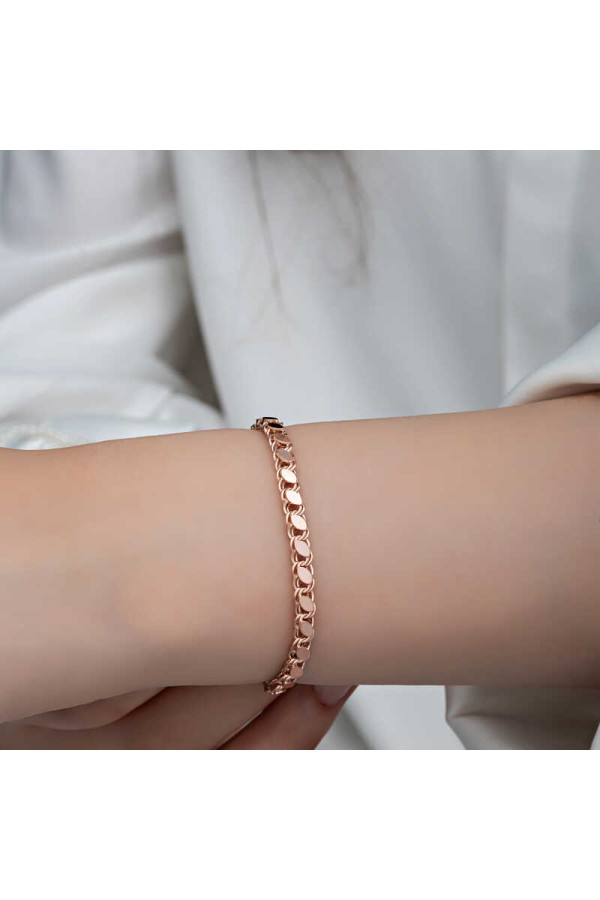 Gümüş Rose Pullu Zincir Kadın Bileklik