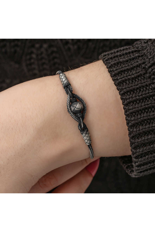 Gümüş Kazaziye Örgü Bileklik