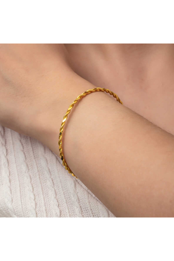 Gümüş Gold İkili Burgu Kadın Bilezik