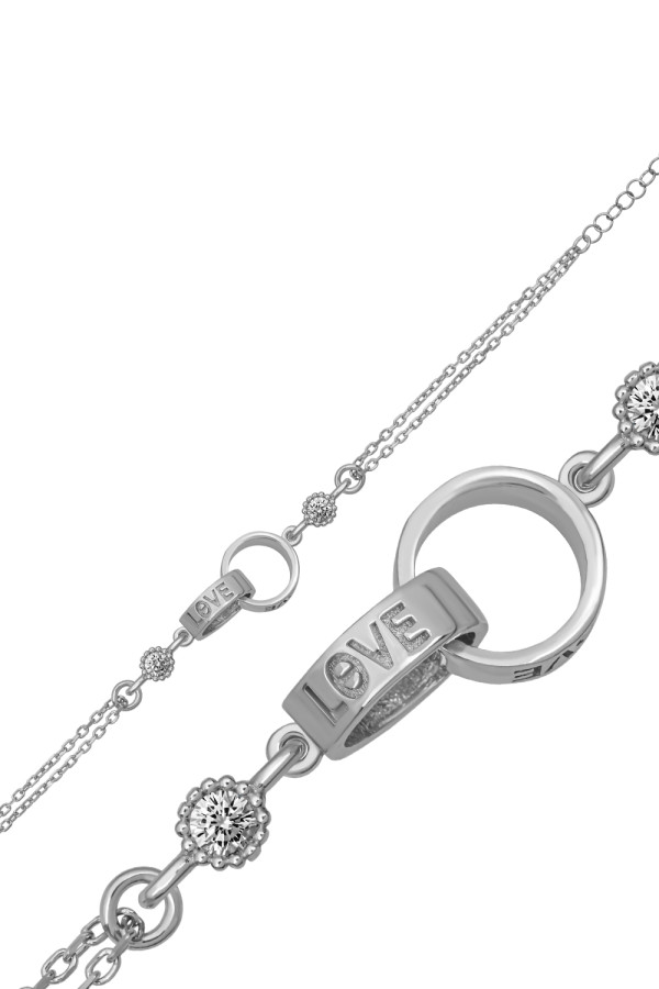 Gümüş Aşk Halkası Love Yazılı Kadın Bileklik