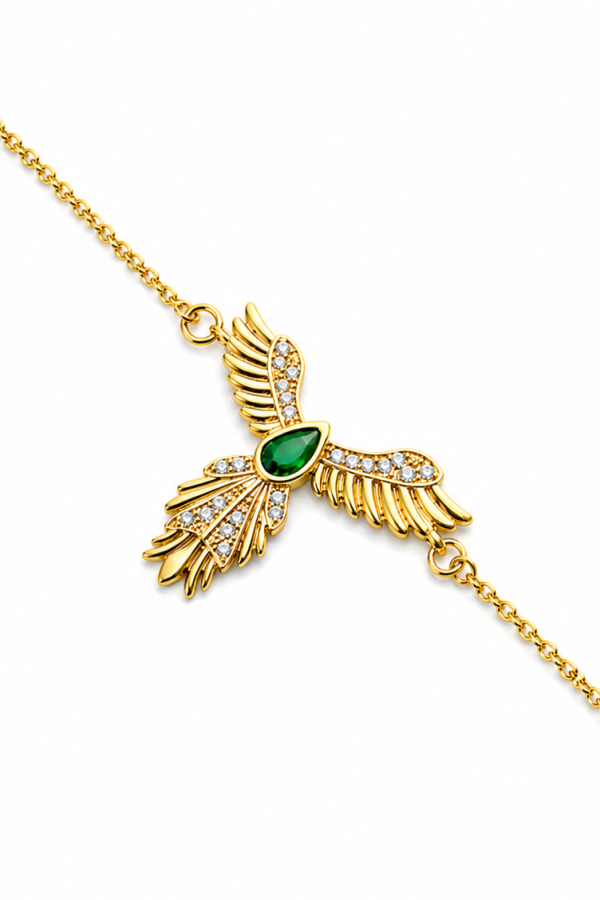 Gümüş Anka Kuşu Figürlü Gold Kadın Bileklik