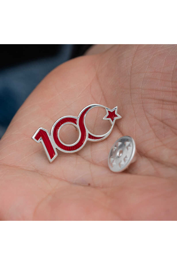 Gümüş Ay Yıldız 100.Yıl Rozet
