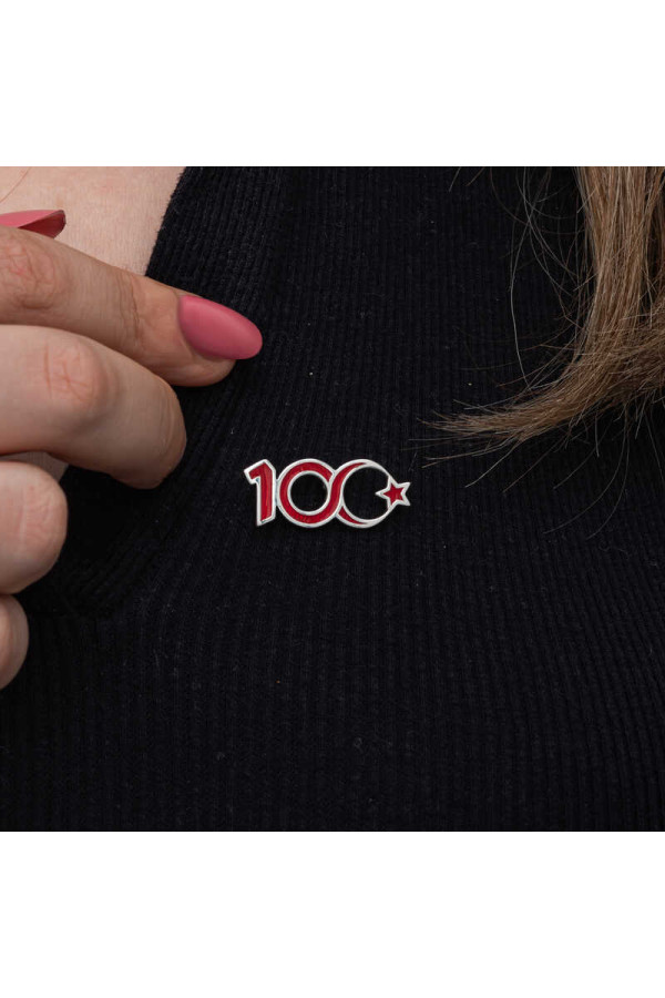 Gümüş Ay Yıldız 100.Yıl Rozet