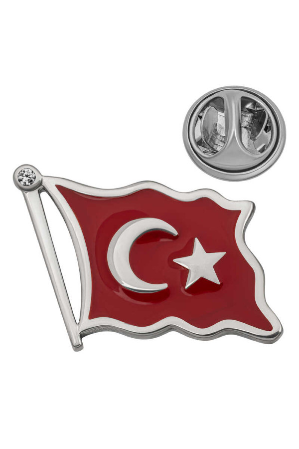 Gümüş Türk Bayrağı Rozet