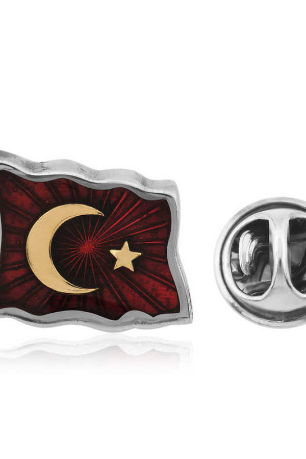 Gümüş Türk Bayrağı Rozet