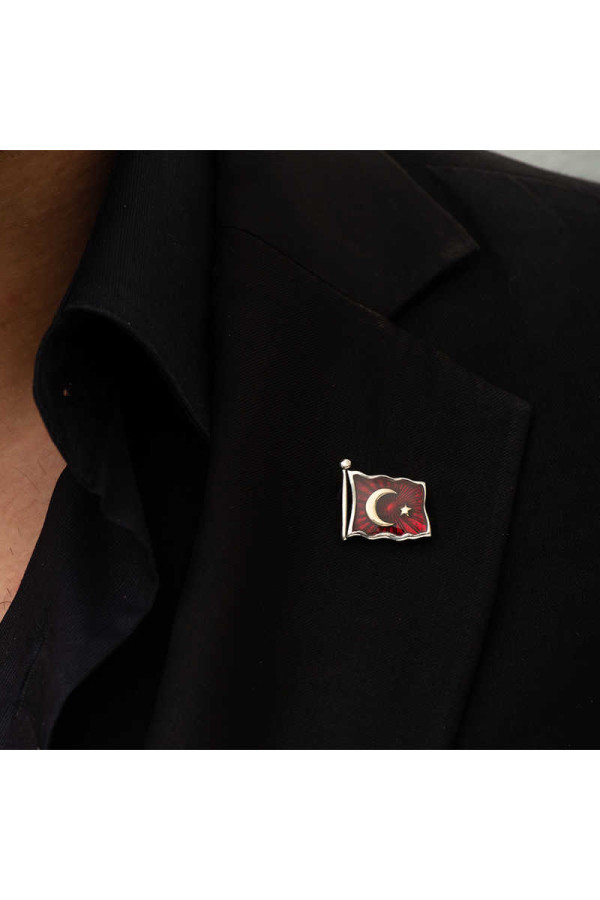 Gümüş Türk Bayrağı Rozet