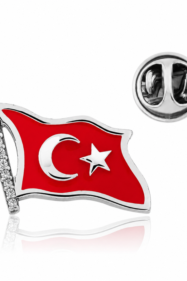 Gümüş Türk Bayrağı Rozet