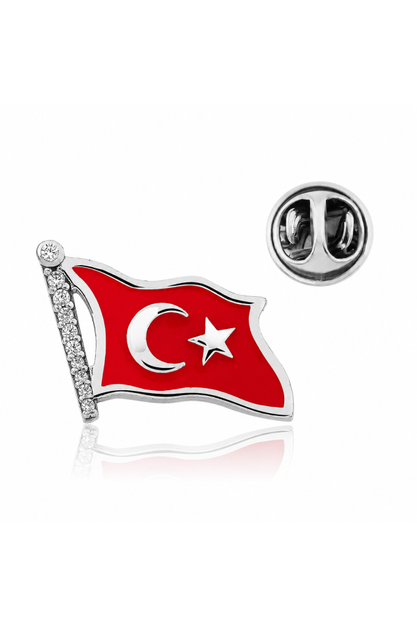 Gümüş Türk Bayrağı Rozet