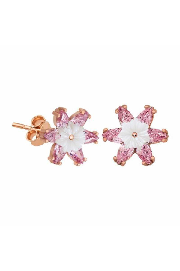 Gümüş Pembe Lotus Çiçeği Küpe