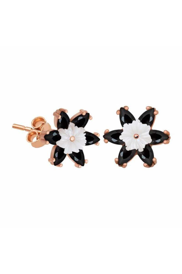 Gümüş Siyah Lotus Çiçeği Küpe
