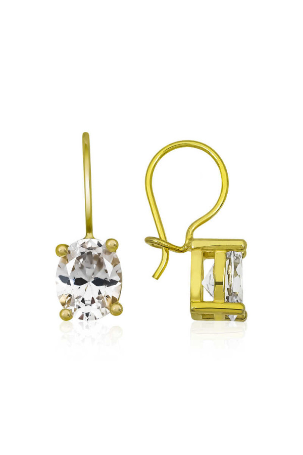 ​Gümüş Gold Sallantılı Oval Damla Küpe