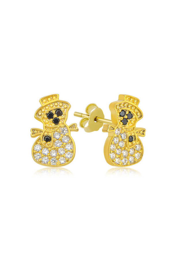Gümüş Gold Kardan Adam Kadın Küpe