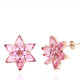 Gümüş Rose Pembe Lotus Çiçeği Çivili Kadın Küpe
