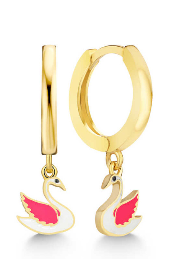 Gümüş Gold Kuğu Sallantılı Kadın Küpe