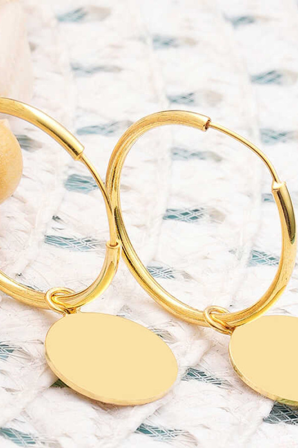 Gümüş Gold Sallantılı Halka Kadın Küpe