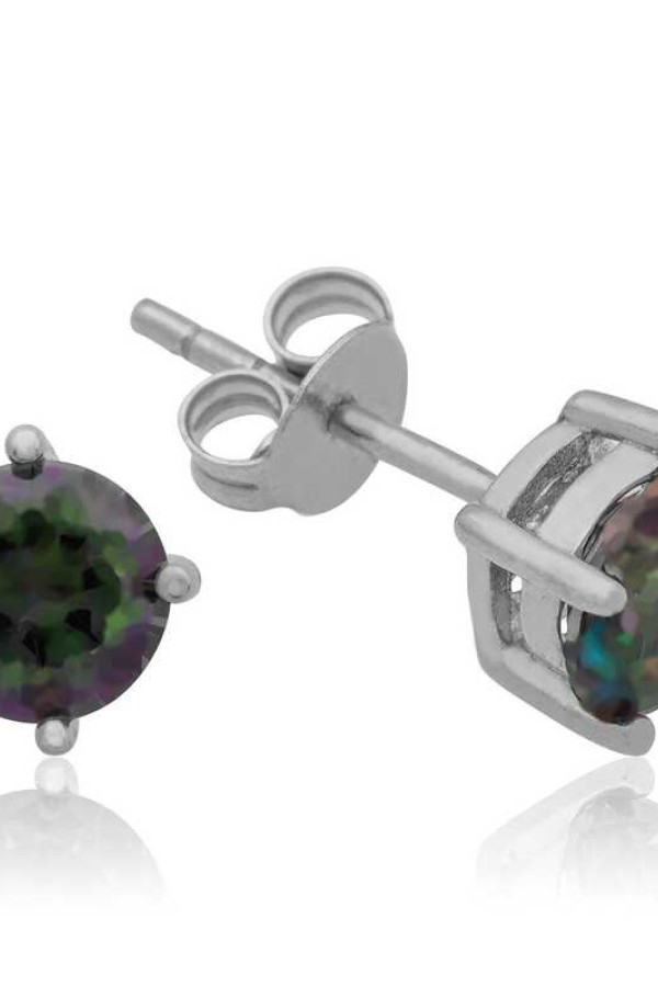 Gümüş 6 mm Mistik Topaz Çivili Küpe