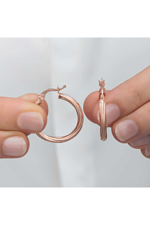 Gümüş Rose 3 mm Burgu Şarnel Küpe