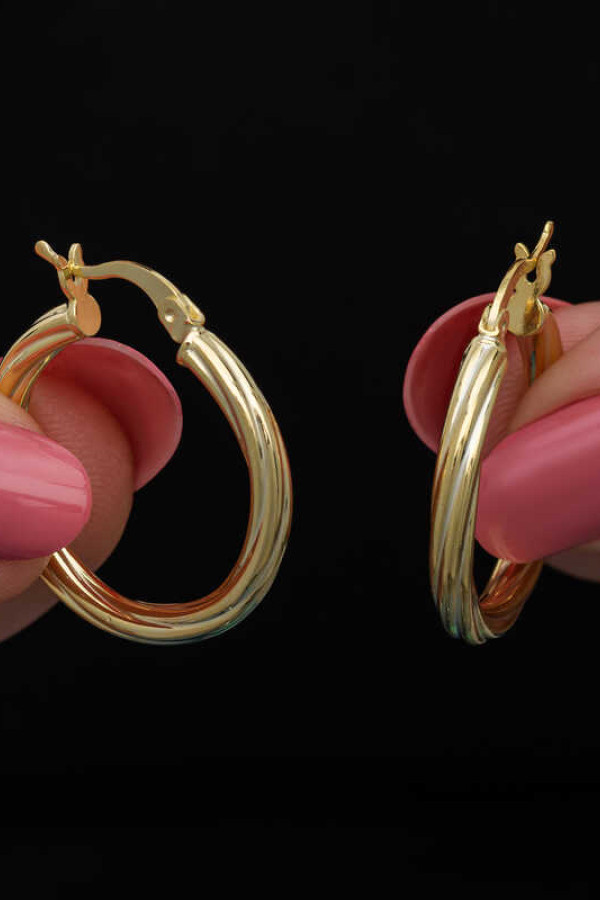 Gümüş Gold 3 mm Burgu Şarnel Küpe
