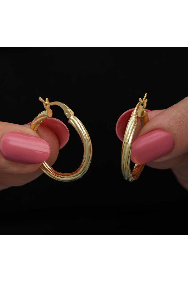 Gümüş Gold 3 mm Burgu Şarnel Küpe