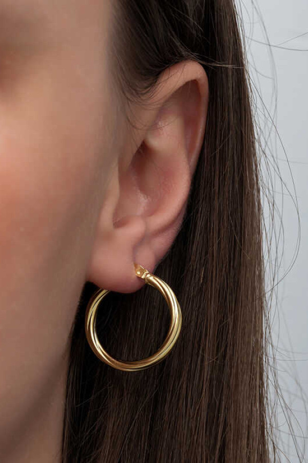 Gümüş Gold 3 mm Burgu Şarnel Küpe