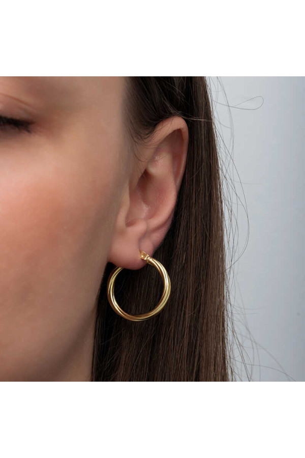 Gümüş Gold 3 mm Burgu Şarnel Küpe