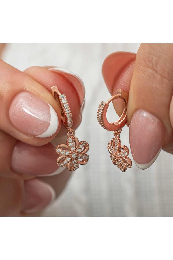 ​Gümüş Sallantılı Rose Çiçek Kadın Küpe