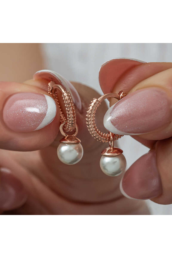 Gümüş Rose İnci Kadın Küpe