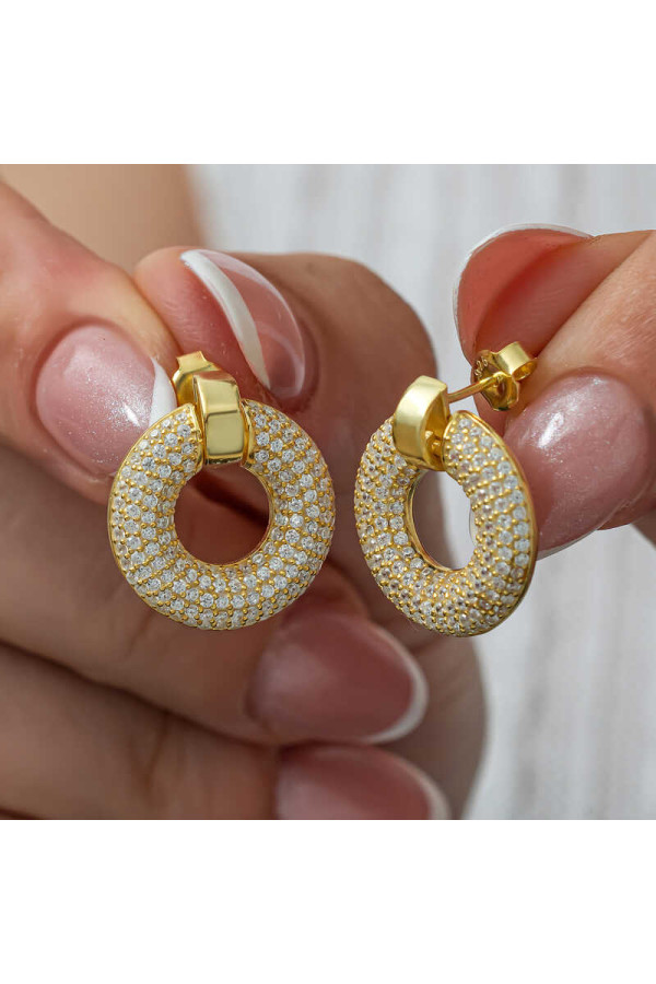 Gümüş Halka Gold Kadın Küpe