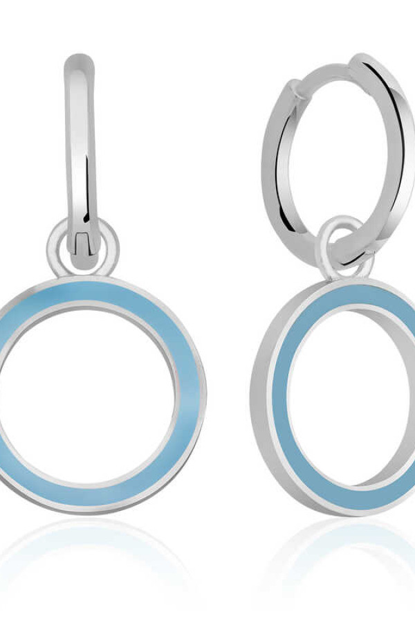 Gümüş Fosforlu Mavi Oval Küpe