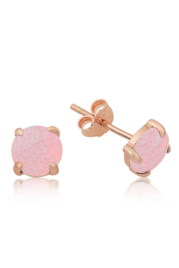 Gümüş Pembe Opal Taş Küpe