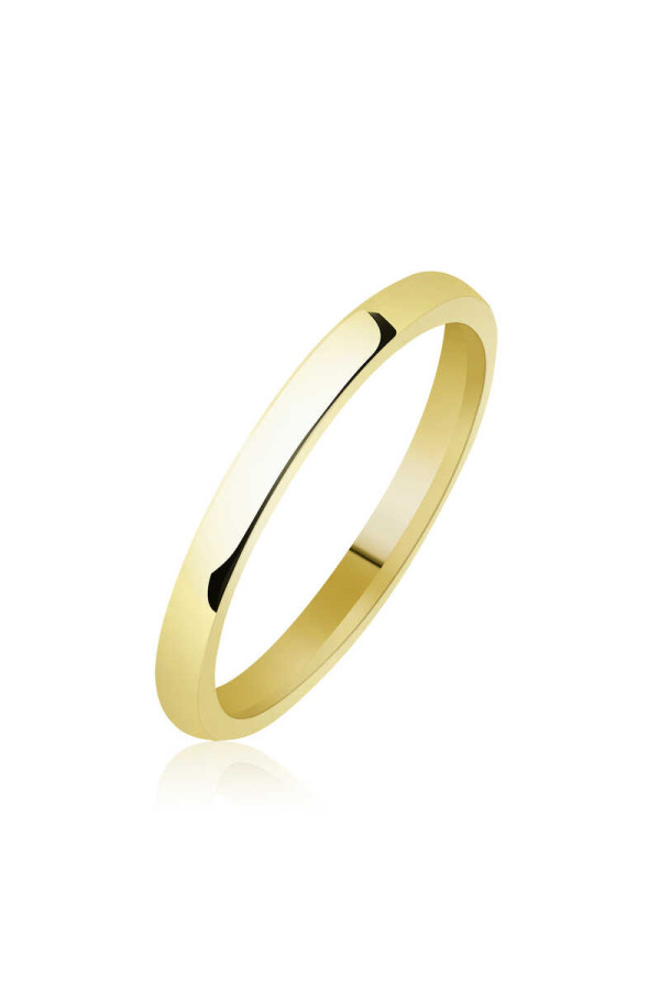 2 mm Düz Bombeli Gold Gümüş Alyans