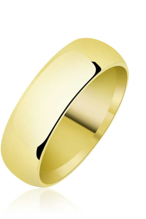 6 mm Düz Bombeli Gold Gümüş Alyans 6 mm Düz Bombeli Gold Gümüş Alyans