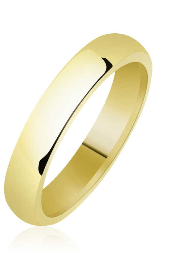 4 mm Düz Bombeli Gold Gümüş Alyans 4 mm Düz Bombeli Gold Gümüş Alyans