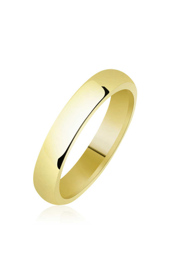 4 mm Düz Bombeli Gold Gümüş Alyans