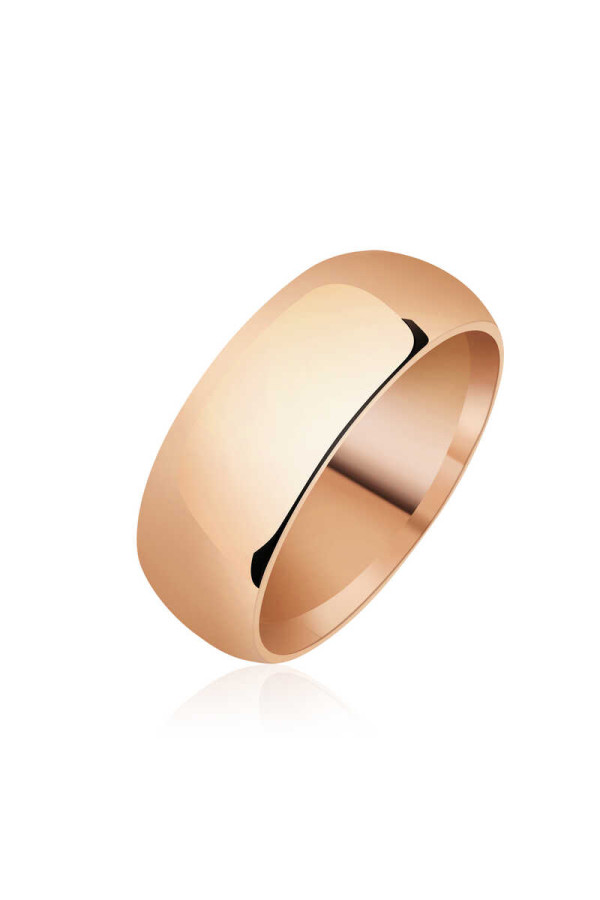 8 mm Düz Bombeli Rose Gümüş Alyans
