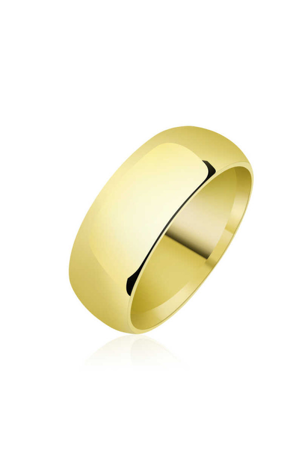 8 mm Düz Bombeli Gold Gümüş Alyans