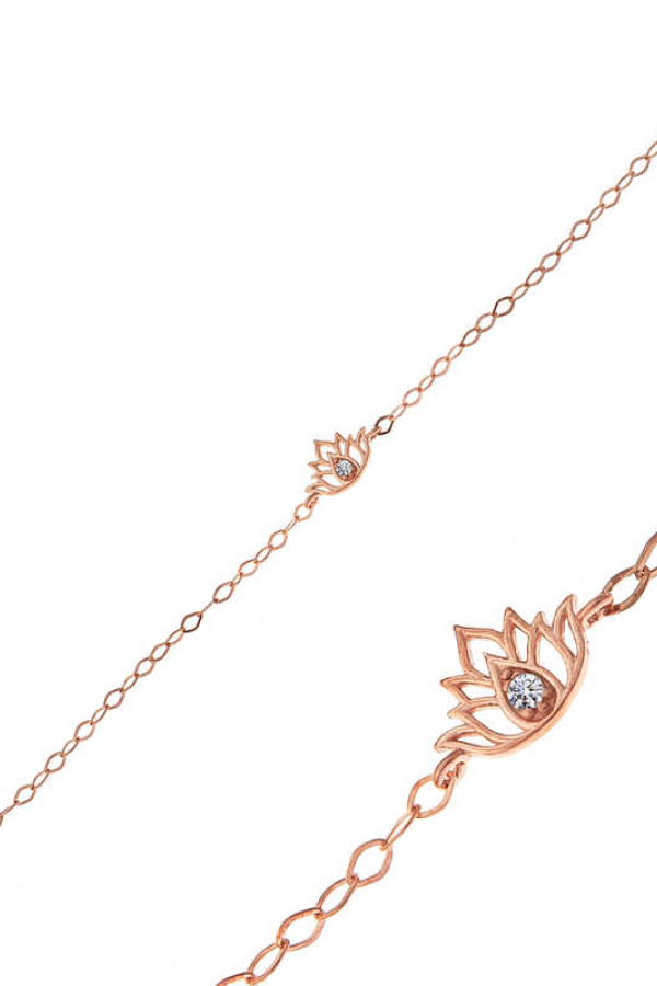 Gümüş Rose Lotus Çiçeği Kadın Bileklik