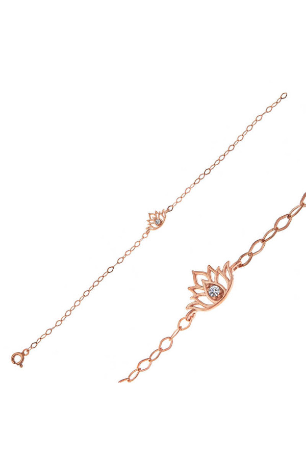 Gümüş Rose Lotus Çiçeği Kadın Bileklik